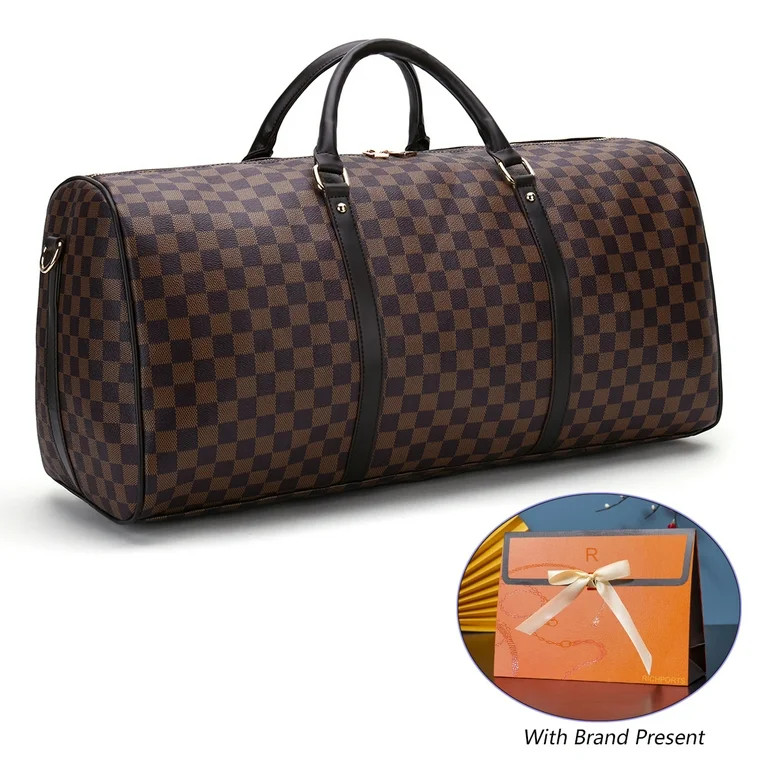 RICHPORTS Checkered duffel bag Travel Weekender Shoulder Handbags Gym Bags Brown | Walmart (US)