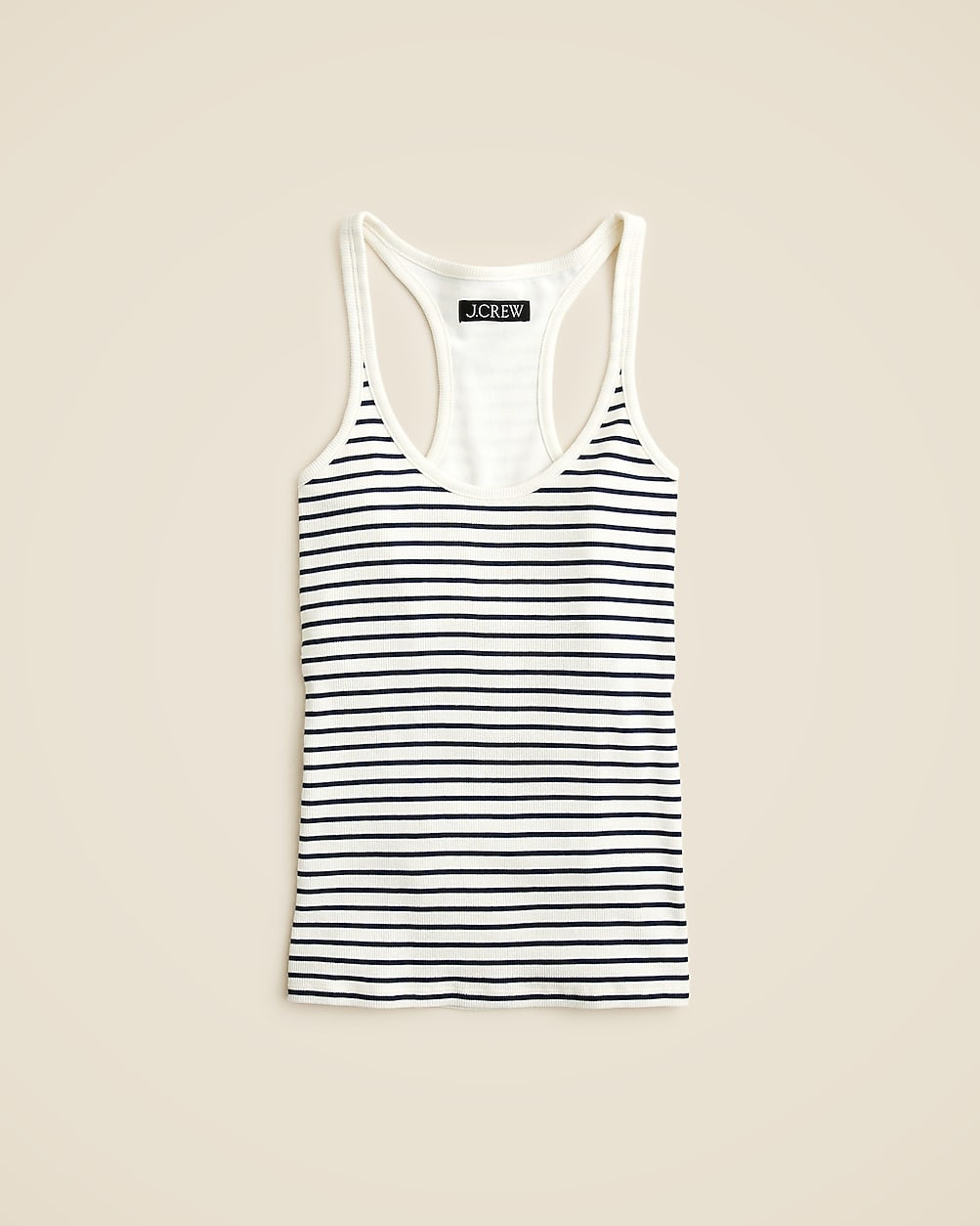 Fine rib racerback tank top with shelf bra in stripe | J. Crew US