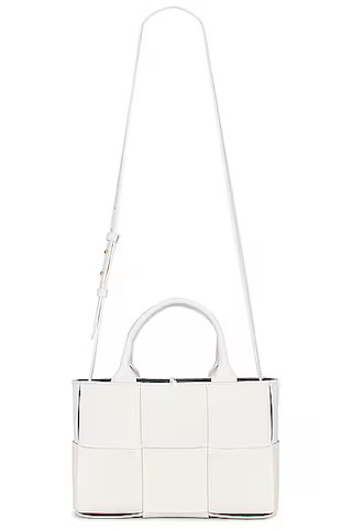 Bottega Veneta Mini Arco Tote in White, Dark Green, & Gold | FWRD | FWRD 