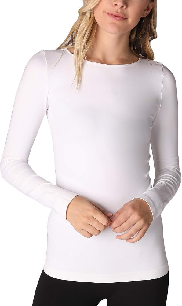 NIKIBIKI Women Seamless Long Sleeve Crew Neck Top, Made in U.S.A, One Size | Amazon (US)