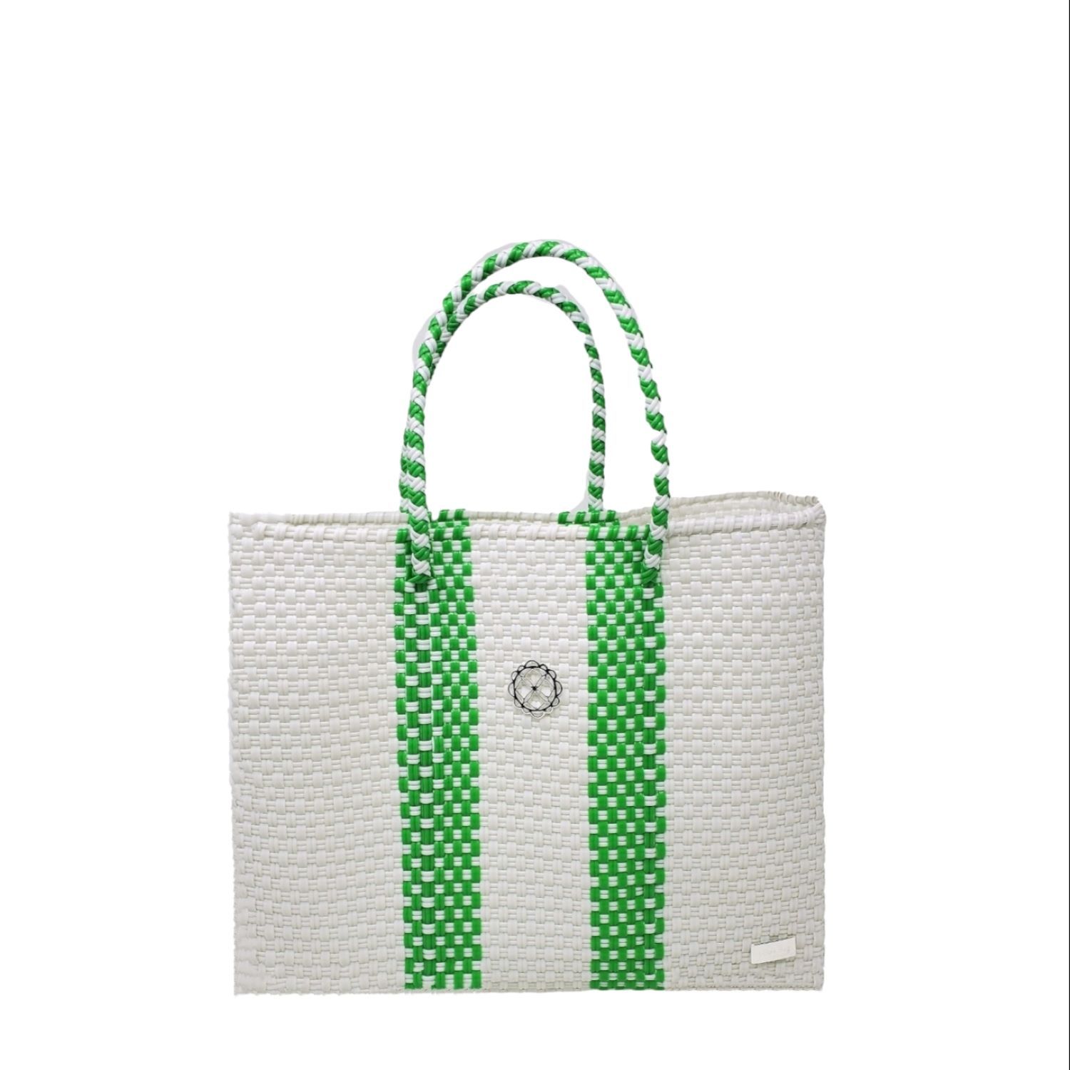 Small Green Striped White Bag | Wolf & Badger (US)