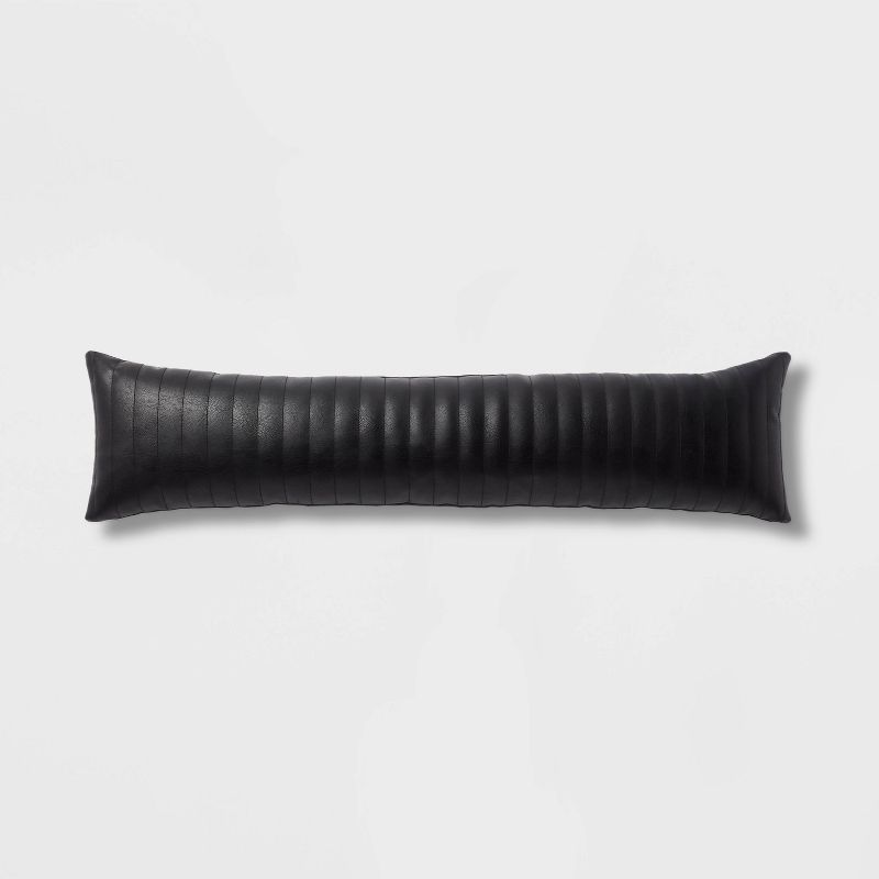 Lumbar Faux Leather Channel Stitch Decorative Throw Pillow - Threshold™ | Target