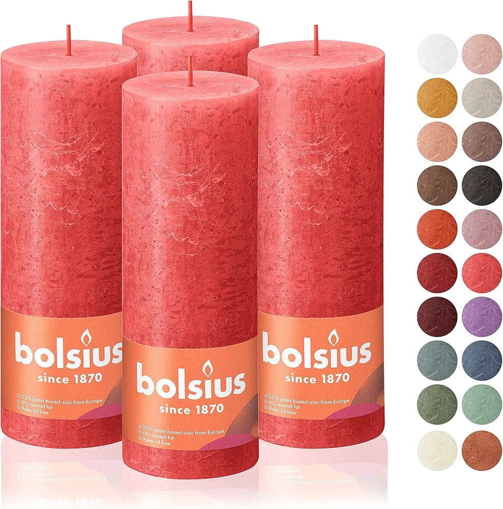 BOLSIUS 4 Pack Blossom Pink Rustic Pillar Candles - 2.75 X 7.5 Inches - Premium European Quality ... | Amazon (US)