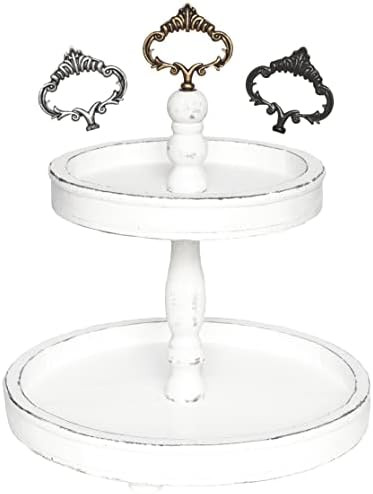 Rustic Wood Two Tiered Tray by Felt Creative Home Goods - Farmhouse 2 Tier Serving Tray for Coffe... | Amazon (US)