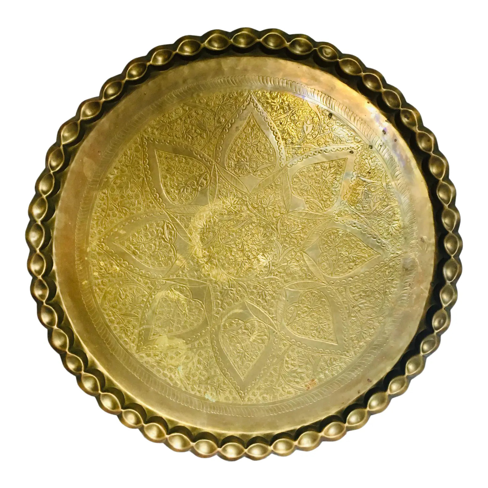 Large Vintage Brass Table Top Tray | Chairish