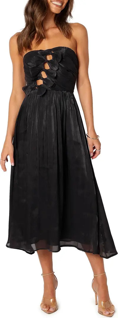 Mila Strapless Bow Cutout Midi Dress | Nordstrom
