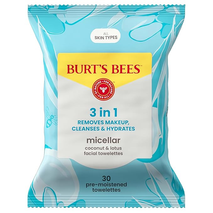 Burt’s Bees Micellar Coconut & Lotus Facial Towelettes, 100% Plant Based Cloths; 99% Natural Or... | Amazon (US)