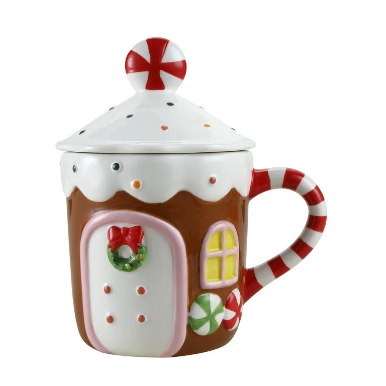 Mr. Christmas 23 oz Ceramic Gingerbread House Mug, Brown | Walmart (US)