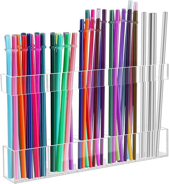 9.5” Large Acrylic Straw Holder for Cabinet Door - Reusable Tumbler Straw Organizer Storage, Sm... | Amazon (US)