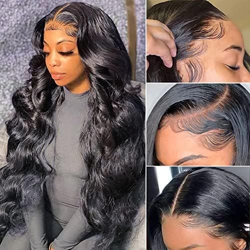 Pizazz 13x4 Body Wave Transparent Lace Front Wigs Human Hair Pre Plucked Natural Hairline with Ba... | Amazon (US)