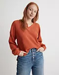 Waffle Knit V-Neck Long-Sleeve Sweater | Madewell