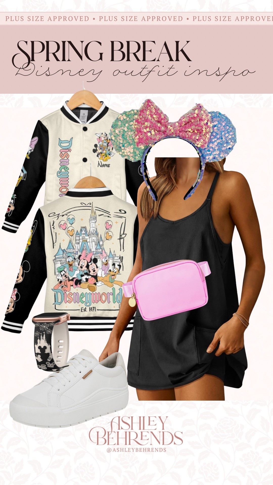 Spring is almost in bloom at Disney with the Epcot Flower & Garden festival and this outfit is adorable for a spring break trip. This jacket has the most gorgeous spring colors and these mouse ears match perfectly giving the spring feel. 
Disney adult outfit, Disneyworld outfit inspo 

#LTKSeasonal #LTKPlusSize #LTKTravel