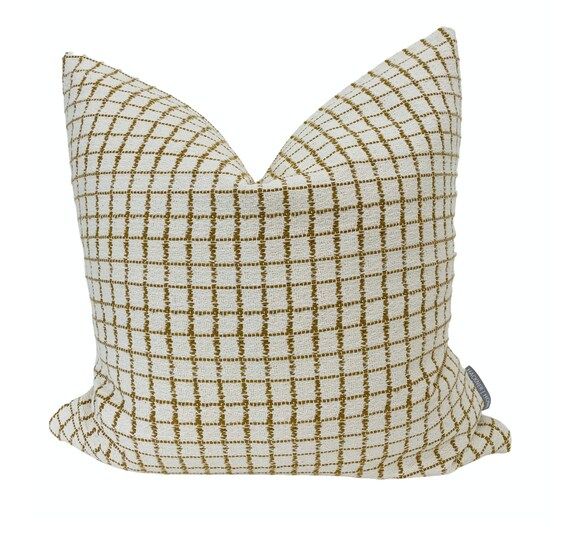 Square Dance Pillow | Decorative Pillow Cover, Fall Pillow Cover, Brown Pillow Cover, Check Pillo... | Etsy (US)