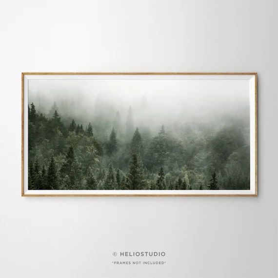 Deep Green Misty Forest Panoramic Wall Art. Green Pine Forest | Etsy | Etsy (US)
