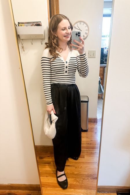 Classic neutral look with striped sweater for spring. My Style Note is wearing an XS in the top and an XS Short in pants. 

Spring outfit, striped sweater, striped top, business casual, casual workwear, Amazon finds, wide leg pants 

#LTKworkwear #LTKSeasonal #LTKfindsunder50