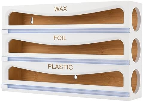 Cozee Bay Bamboo Wrap Dispenser with Cutter, Plastic Wrap Organizer, Aluminum Foil Organization, ... | Amazon (US)