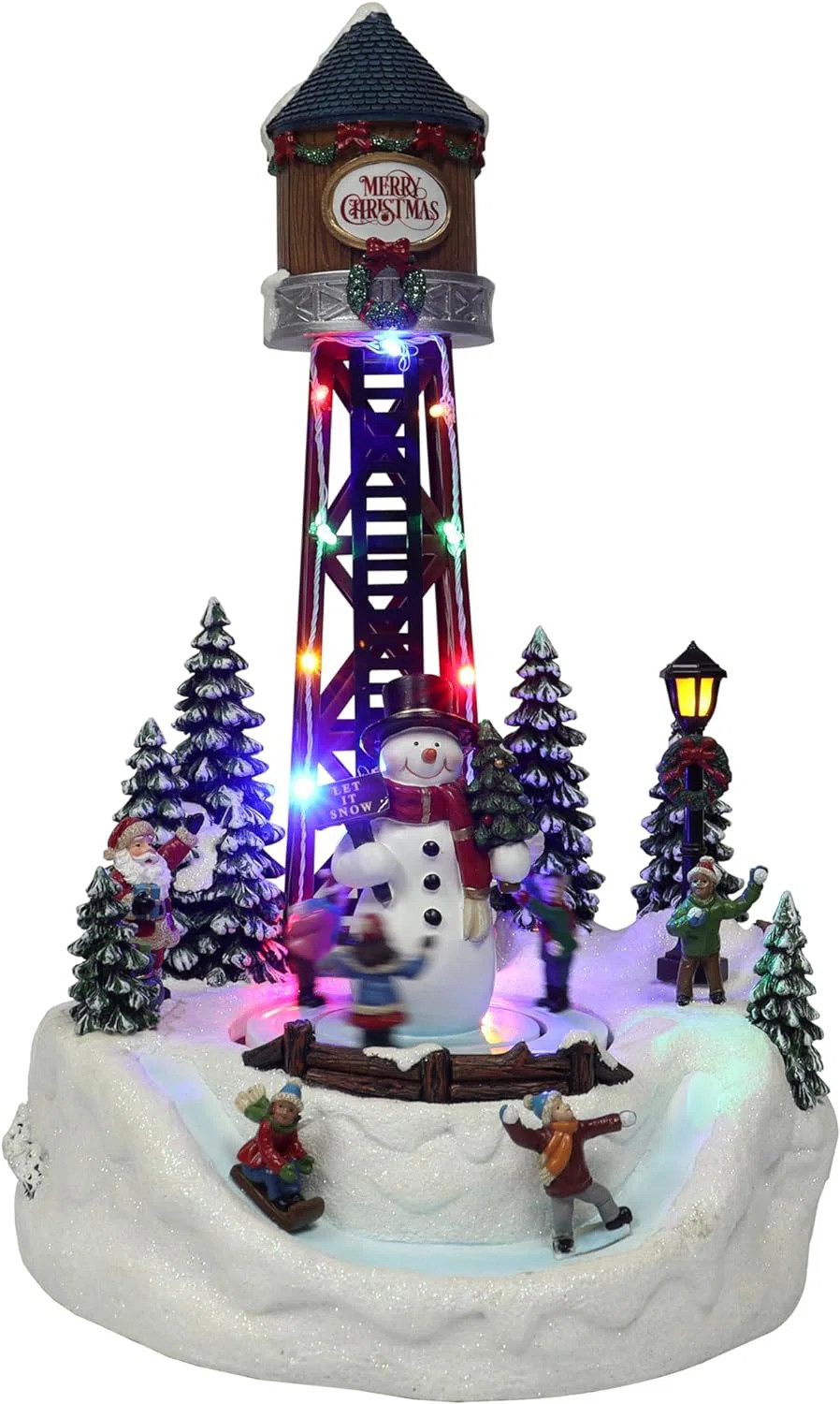 13.58”H Animated Christmas Water Tower (Children) - LED, 8 Music, Adapter or BO - Hand-Painted ... | Wayfair North America