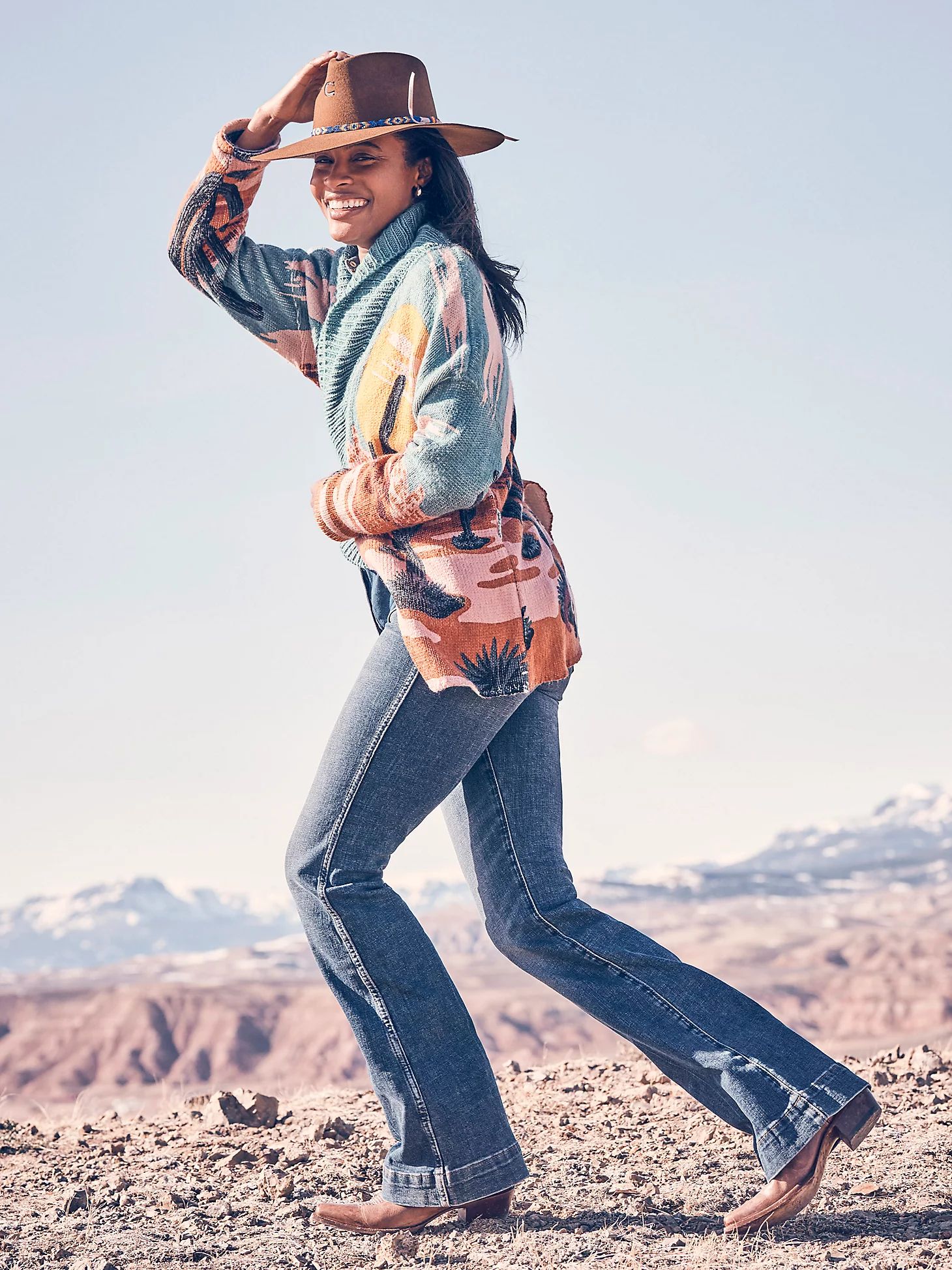 The Wrangler Retro® Green Jean: Women's High Rise Trouser in Sara | Wrangler