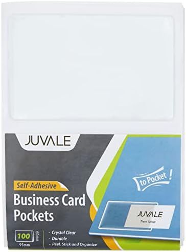 Juvale Clear Adhesive Pockets Holder for Label & Business Card (2.3 x 3.7 in, 100 Pack) | Amazon (US)