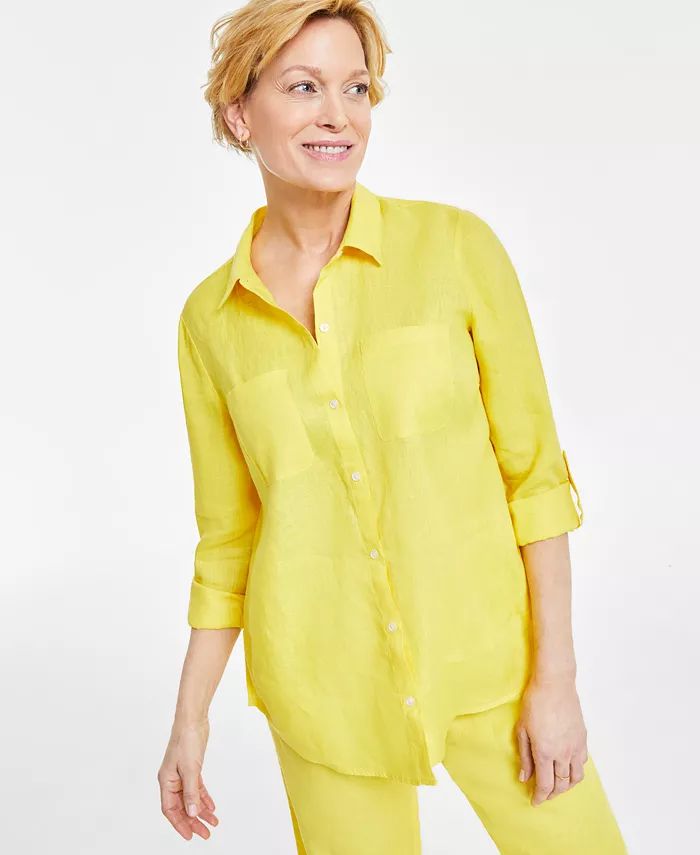 Charter Club Women's 100% Linen Shirt, Created for Macy's - Macy's | Macy's