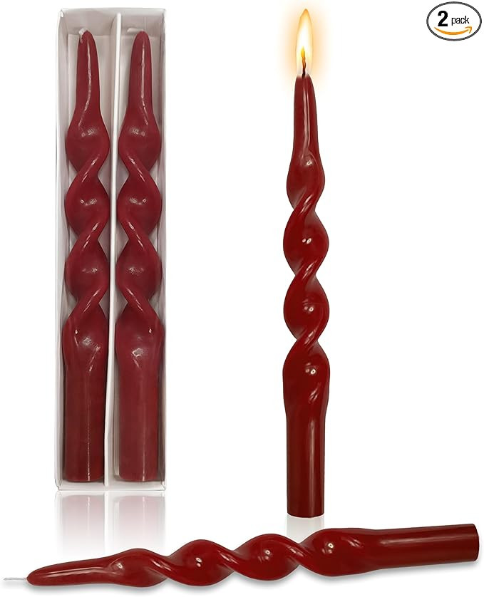 10 Inch Taper Candles Unscented Handmade Set of 2 Candles Sticks Long Burning Time Twisted Candle... | Amazon (US)