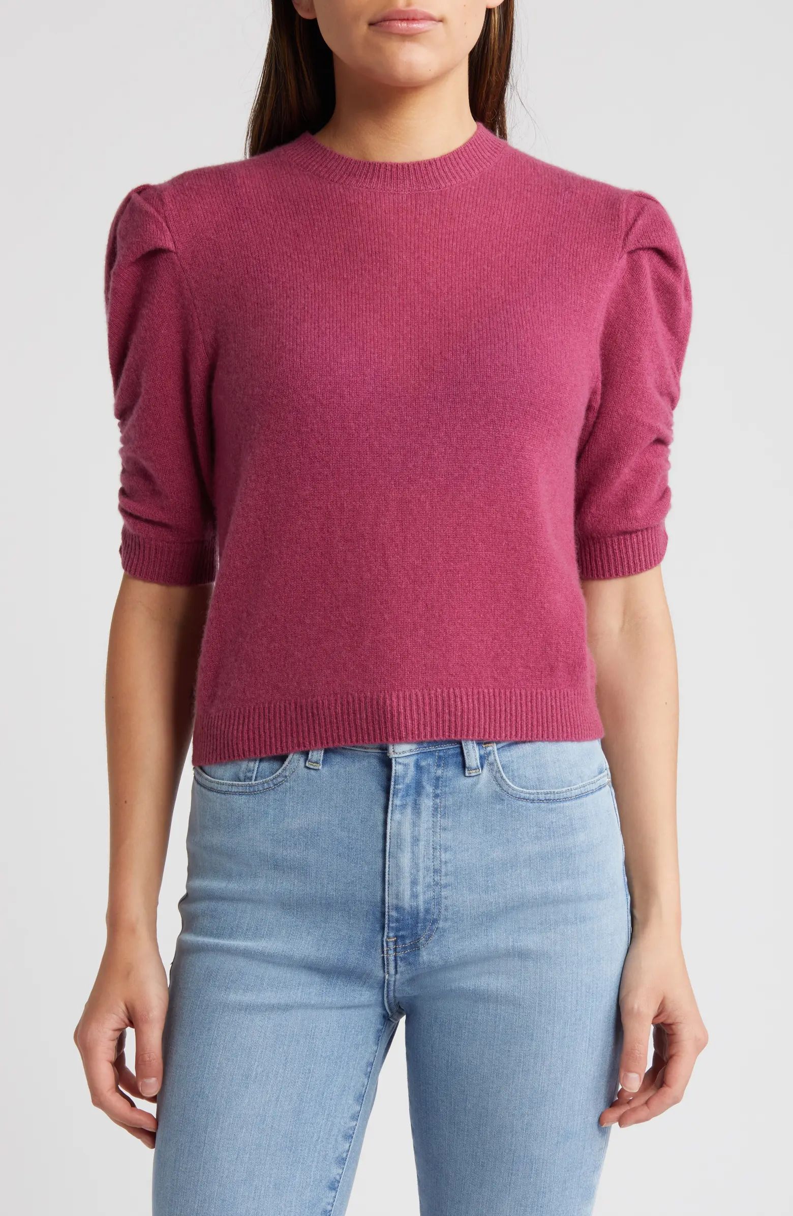 Ruched Sleeve Recycled Cashmere & Wool Sweater | Nordstrom