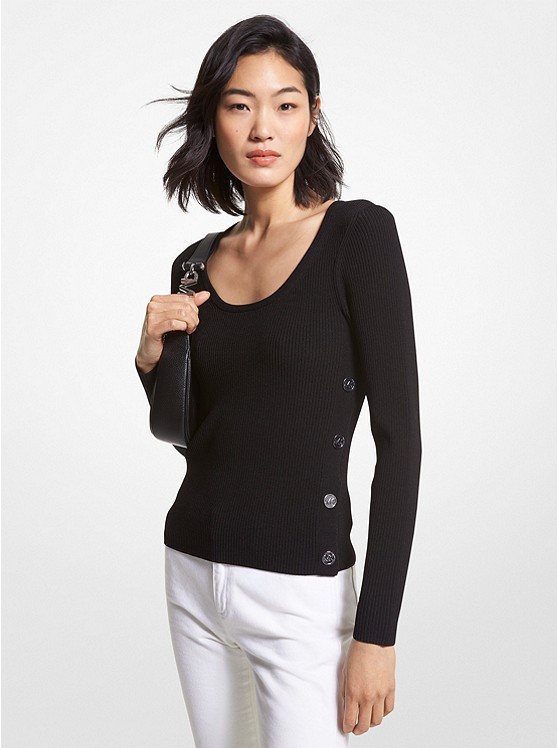 Ribbed Stretch Knit Sweater | Michael Kors US
