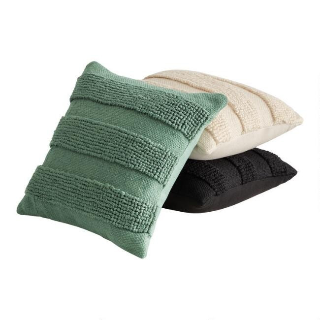 Tonal Loop Stripe Indoor Outdoor Throw Pillow | World Market