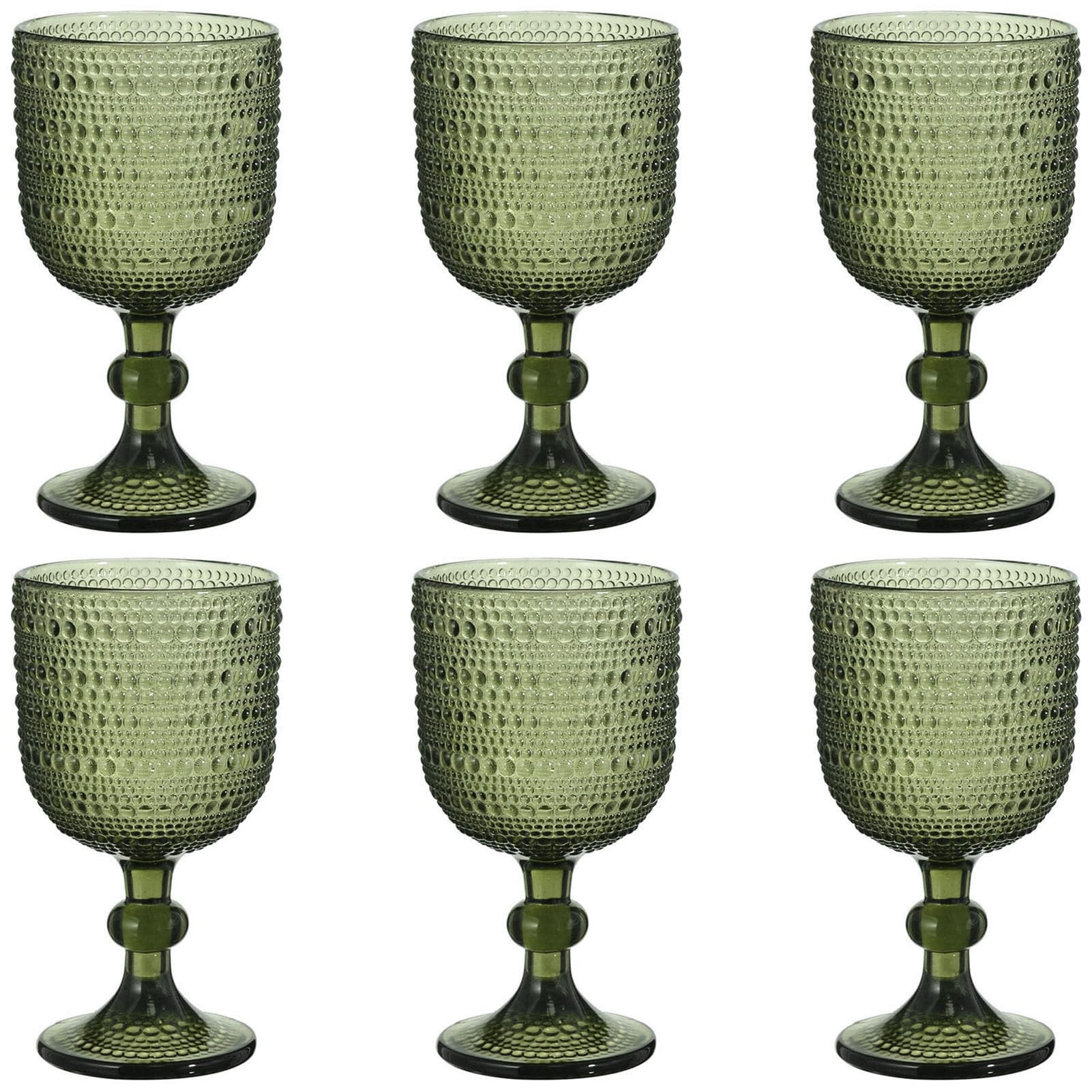 Glasses Drinking Wine Water Goblets Green Glassware set of 6 Vintage Stem Glasses Stemware 12 Oun... | Amazon (US)