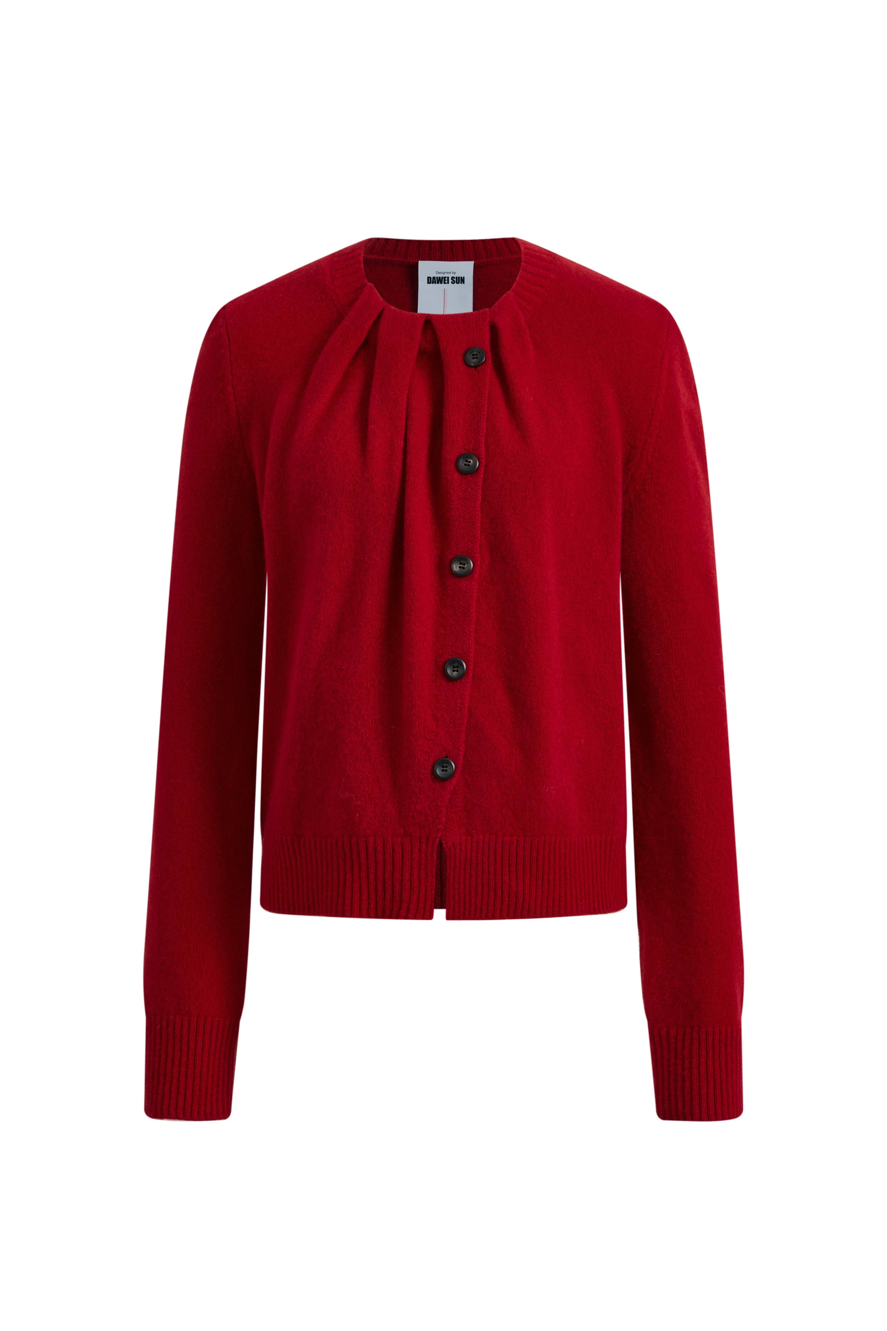 Cecilia Gathered Pleat Cardigan Merino-Cashmere Blend | Fabrique