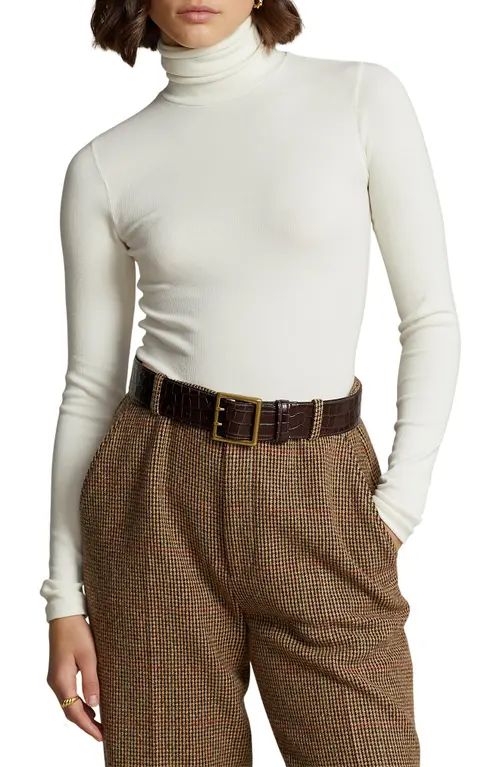 Polo Ralph Lauren Women's Rib Turtleneck in Clubhouse Cream at Nordstrom, Size Xx-Small | Nordstrom