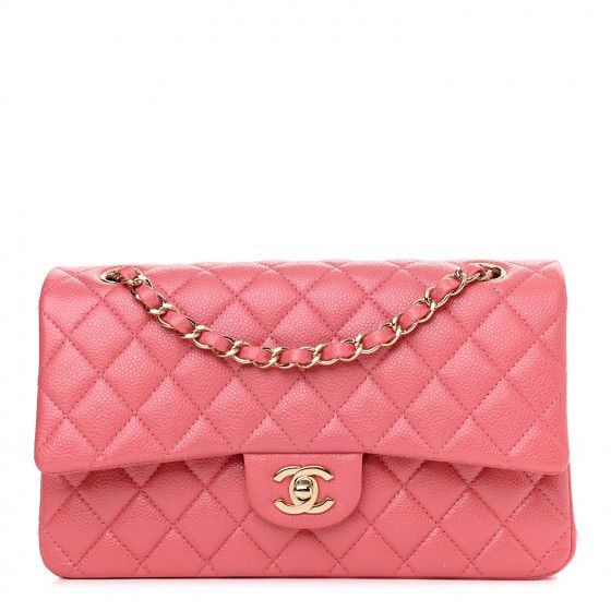 CHANEL Metallic Caviar Quilted Medium Double Flap Pink | FASHIONPHILE (US)
