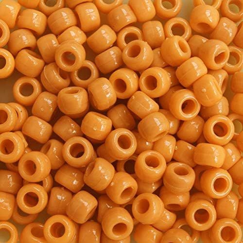 Orange Opaque Crow Beads Pony Beads Made in USA 6x9mm Large Hole | Amazon (US)