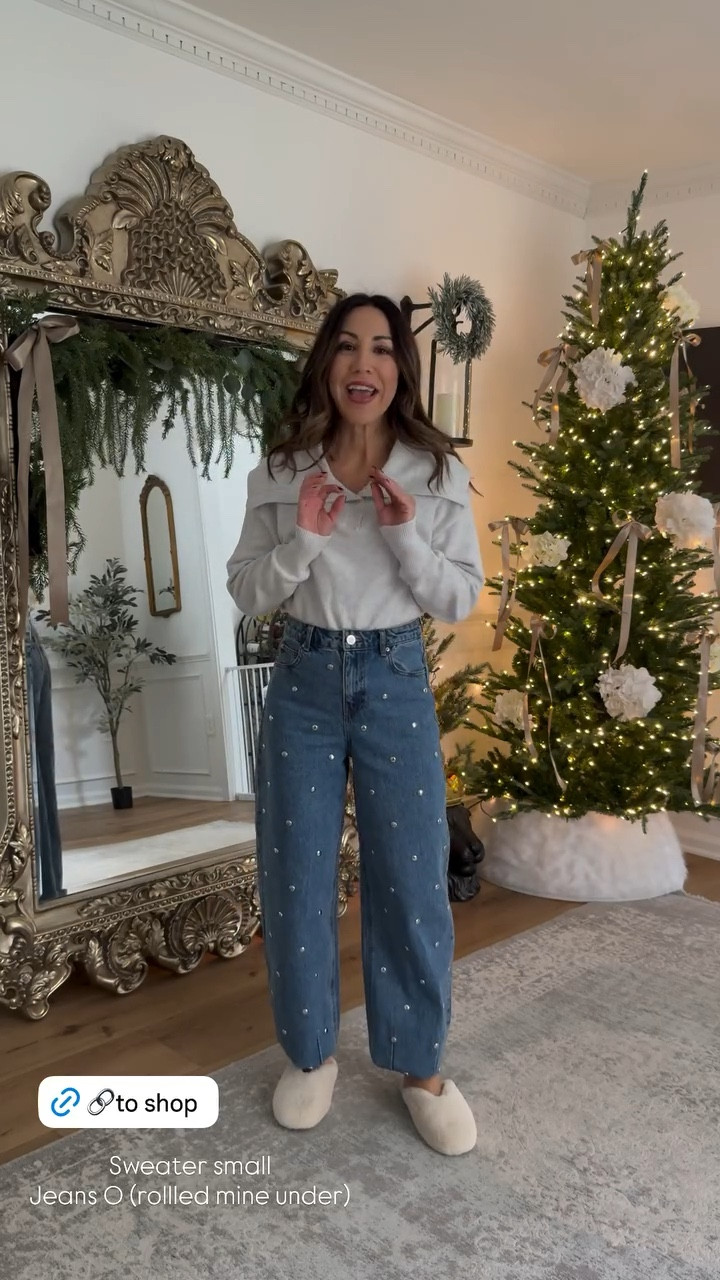 0 studded jeans. I folded them under. Barrel jeans, small sweater, shoes, TTS. Target style.

#LTKFindsUnder50 #LTKOver40