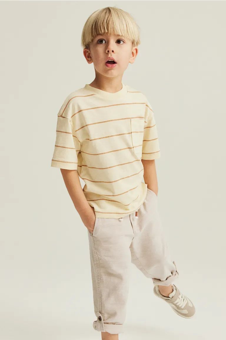 Loose Fit Roll-up Pants - Light beige - Kids | H&M US | H&M (US + CA)