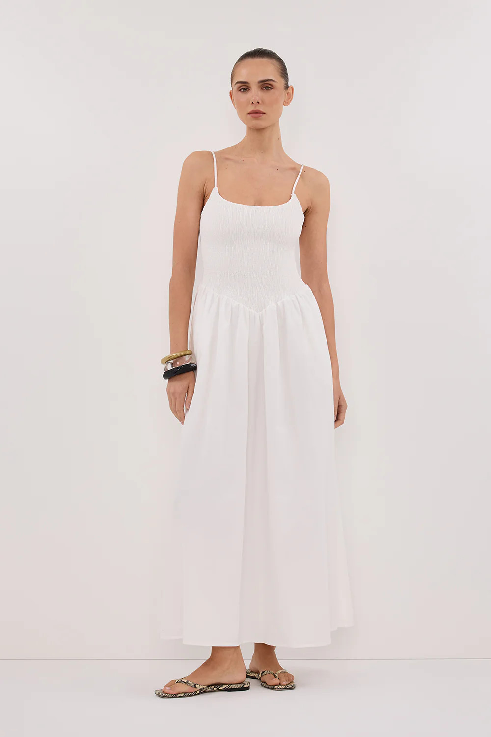 MILANO WHITE COTTON MIDI DRESS | DISSH
