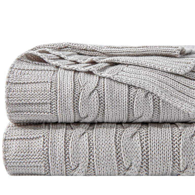 NTBAY 100% Cotton Cable Knit Throw, Super Soft Warm Knitted Blanket Home Decor, 51"x67", Silver G... | Walmart (US)