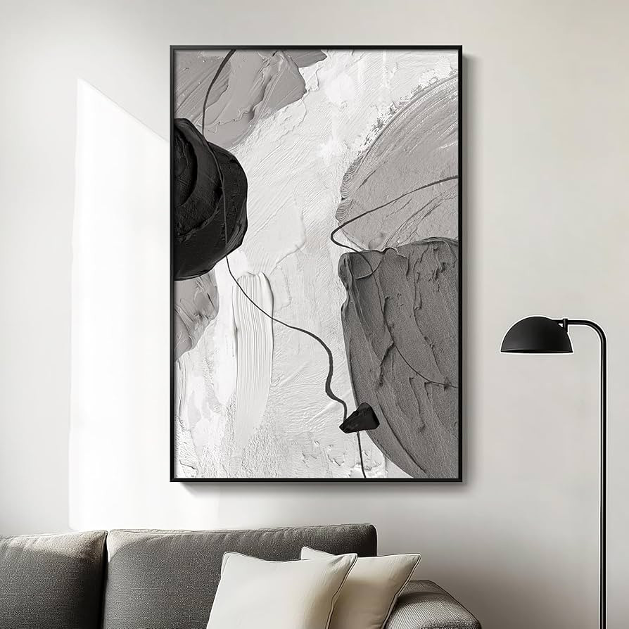Cuspin Modern Abstract Canvas Print, Black & White Gray, 36x24 Inches, Framed, Perfect for Living... | Amazon (US)