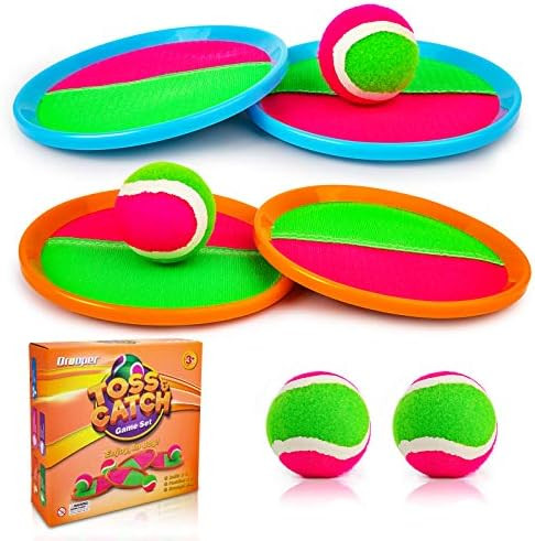 Qrooper Kids Toys Toss and Catch Game Set, Ball Sports Games with 4 Paddles 4 Balls and 1 Storage... | Amazon (US)
