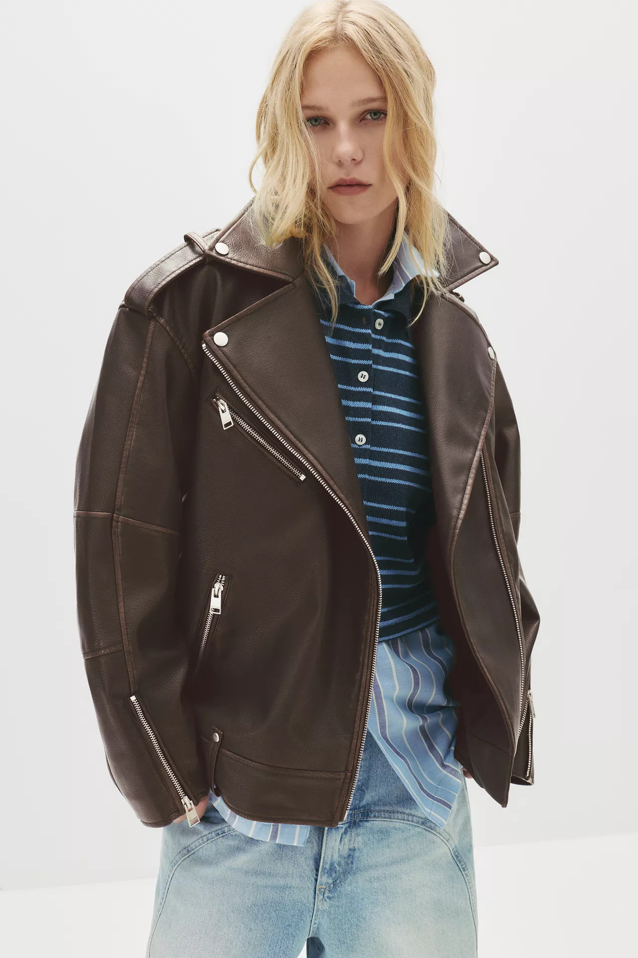 Faux leather biker jacket | PULL and BEAR UK