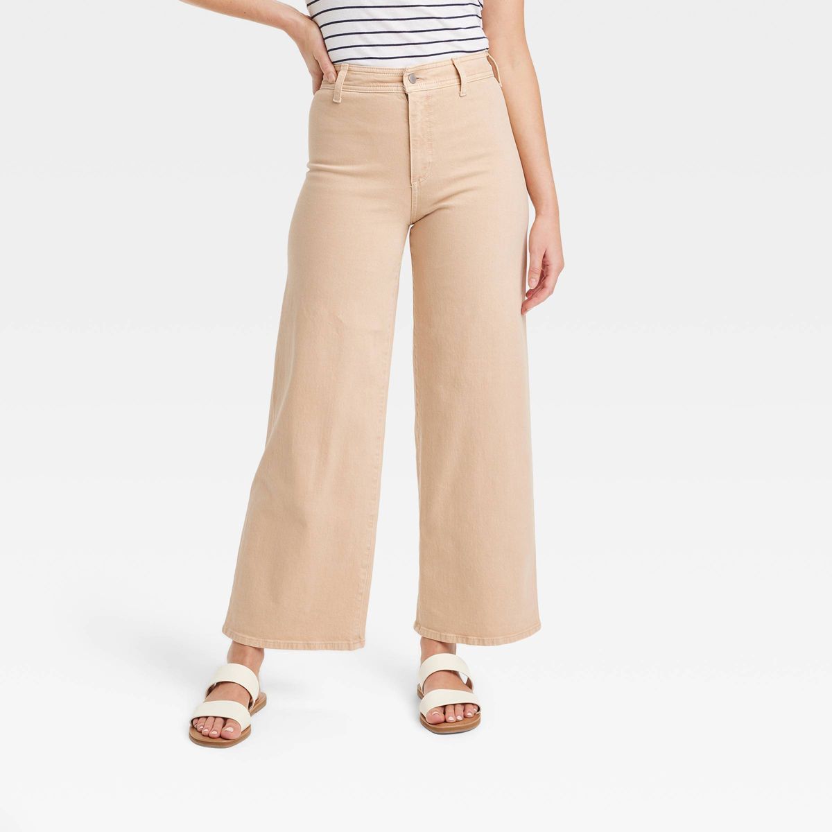 Women's High-Rise Sailor Wide Leg Ankle Jeans - Universal Thread™ Khaki 8 | Target