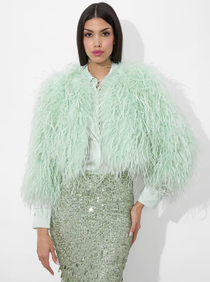 KIDMAN FEATHERED JACKET | Alice + Olivia