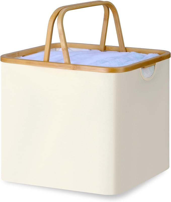 iEGrow 60L Laundry Basket,Laundry Hamper with Bamboo Handle,Collapsible Laundry Baskets,Dirty Clo... | Amazon (US)