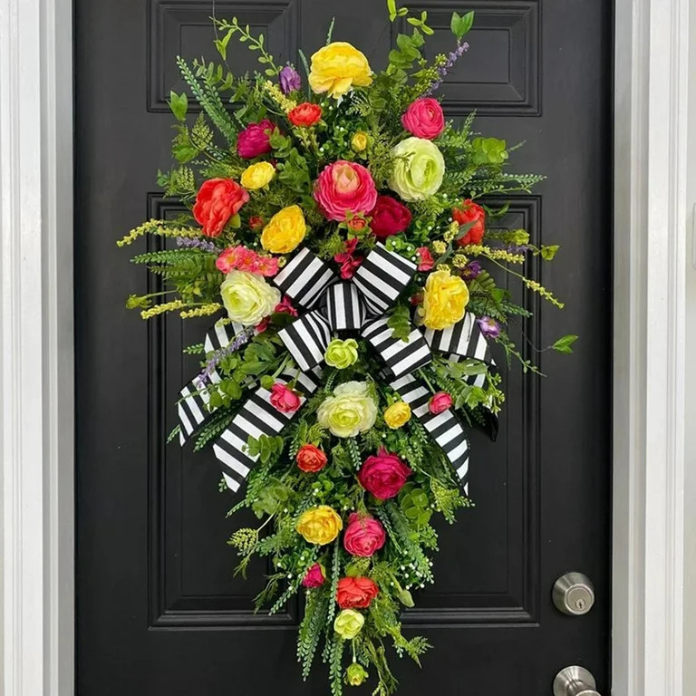 Spring Front Door Swag Rustic Home Decor Farmhouse Wreath Artificial Spring Summer Wreath Colorfu... | Walmart (US)