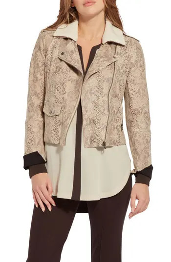 Lysse Rosalind Detachable Faux Shearling Collar Crop Jacket in Rock Snake at Nordstrom Rack, Size Medium | Nordstrom Rack