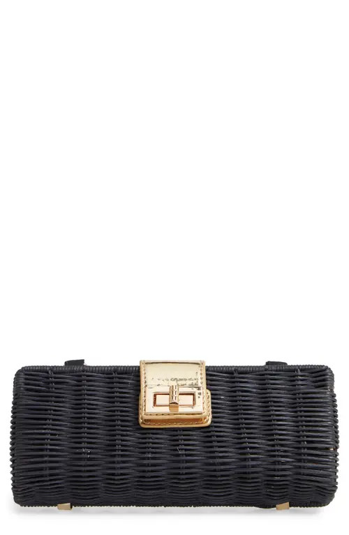 Mali + Lili Becca Rattan Shoulder Bag in Black at Nordstrom | Nordstrom