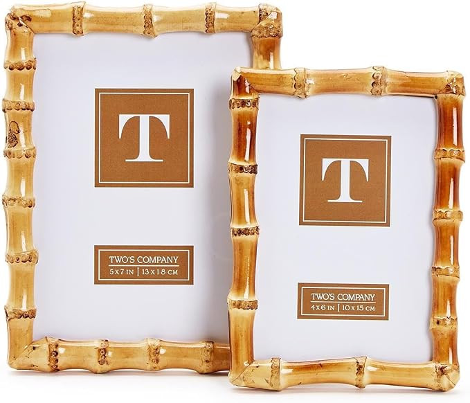 Two's Company Set of 2 Blonde Natural Bamboo Finish Photo Frame, Includes 2 Sizes, 4x6 and 5x7 In... | Amazon (US)