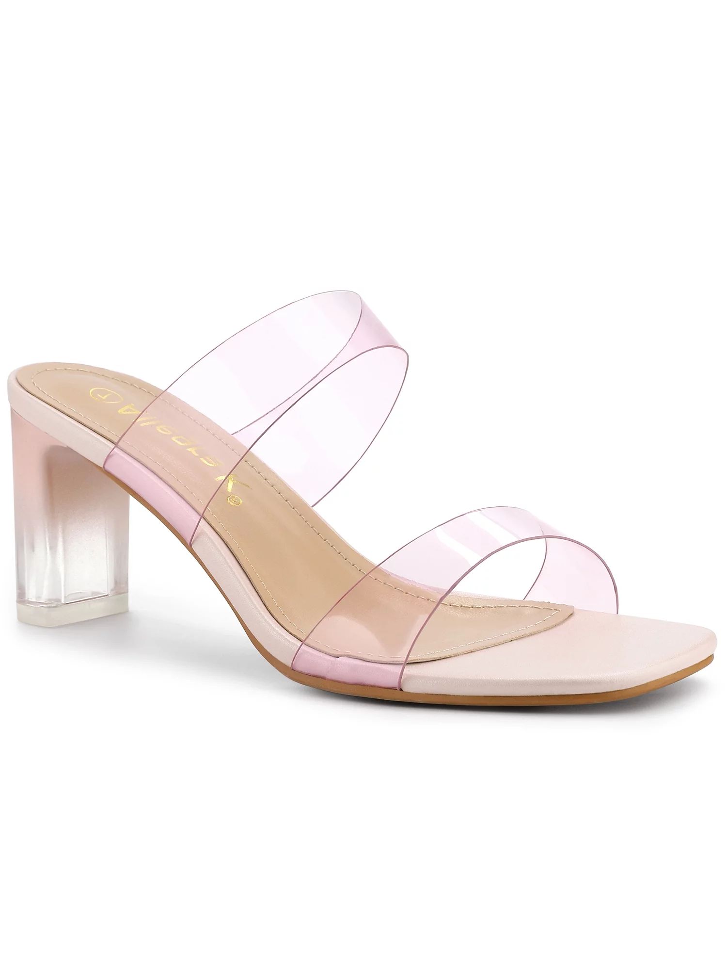 Allegra K Women's Sandals Block Heels Clear Colorful Straps Slides Sandals | Walmart (US)