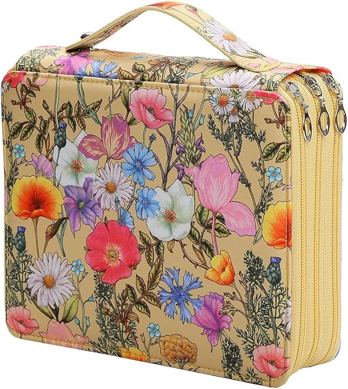 Vomgomfom Colored Pencil Case - 124 Slots Pencil Holder with Zipper Closure Twill Fabric Large Ca... | Amazon (US)