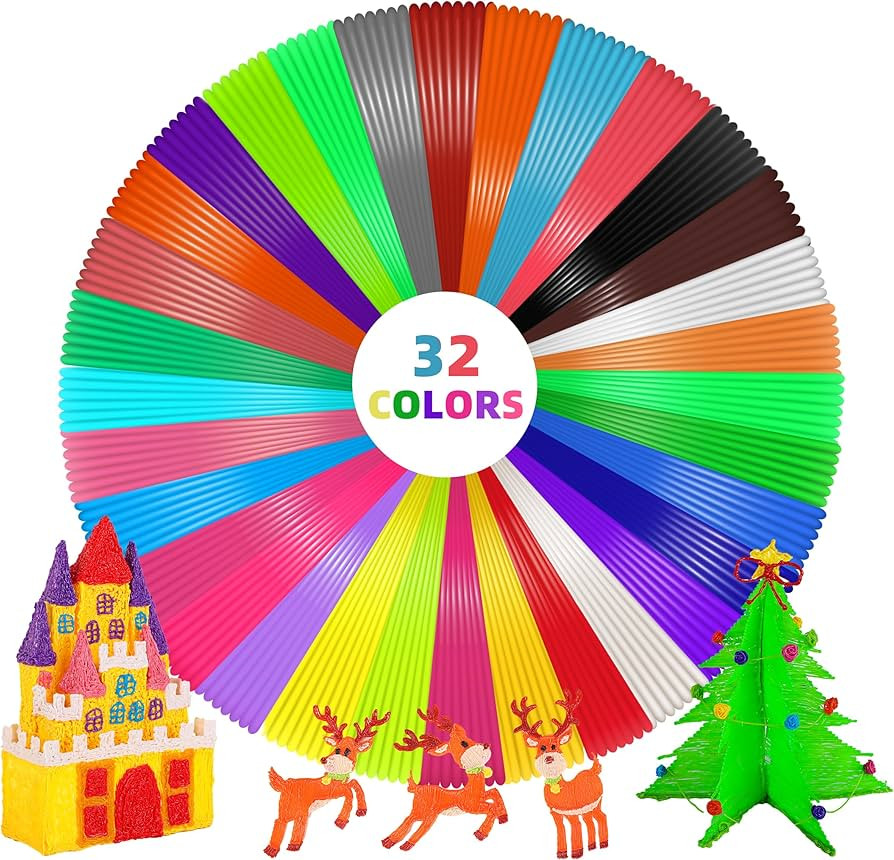 3D Pen Filament Refills 32 Colors 320ft Each Color 10 feet 1.75mm PLA 3D Pen Filament Christmas G... | Amazon (US)